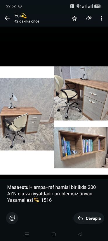 школьные парты и стулья: Masa+stul+lampa+rəf hamisi birlikdə 200 AZN ela vəziyyətdədir
