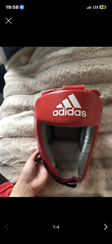 бинты боксерские: Боксерский шлем Adidas (красный) - Официальный дизайн с логотипом — 1