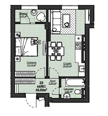 64: 1 комната, 45 м², Асанбай мкр Элитка, 10 этаж, Старый ремонт — 2