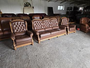 Stilske garniture: Kožni set za dnevni boravak – klasičan stil - Komplet: trosed + 2 — 10