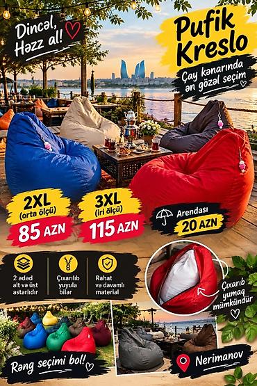 Yeni, Pufik-kreslo, Parça, Kredit yoxdur, Çatdırılma yoxdur
