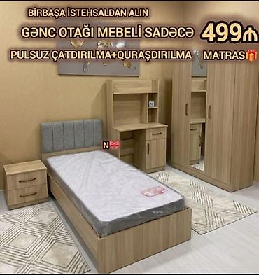 Gənc otağı mebeli dəsti Dəst tərkibi: - Tək nəfərlik çarpayı (yumşaq lalafo.az -da Gənc otağı mebeli dəsti Dəst tərkibi: - Tək nəfərlik çarpayı (yumşaq