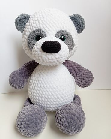 плюшевые нитки ализе: Плюшевая панда, рост 32см