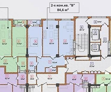 14: 2 комнаты, 84 м², Азия Молл Элитка, 11 этаж, ПСО (под самоотделку) — 2