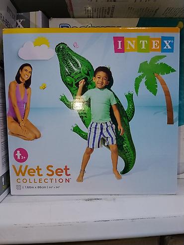 крокодил: Надувной плот-крокодил Intex Wet Set Collection - Яркий надувной — 1