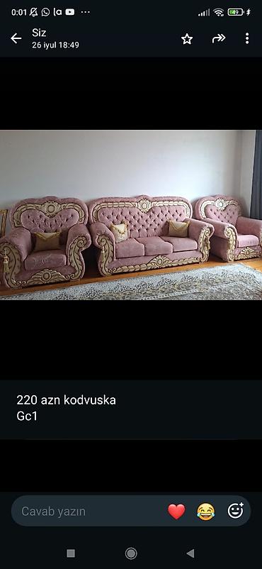 telvizor altı: Divan-kreslo dəstləri 1) Kod: Sənubər - Tərkibi: 1 üçlü divan + 1 — 2