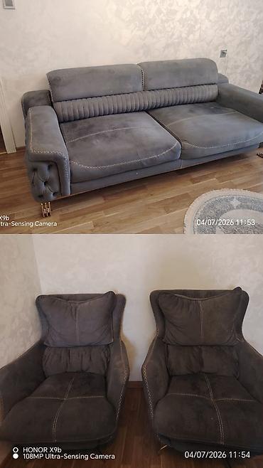İşlənmiş, Divan, 2 kreslo, Bazasız, Açılmayan