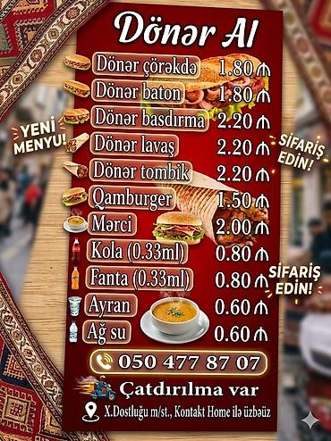 lavaw: Döner Al – yeni menyu Sandviç və dönər çeşidləri: - Dönər çörəkdə – — 1