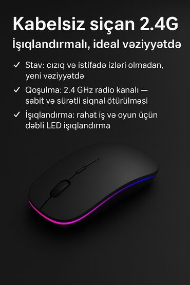 Səsgücləndiricilər, qulaqlıqlar və mikrofonlar: Əla vəziyyət 2.4G Wireless Mouse - 2.4G Radio kanal - Yüksək