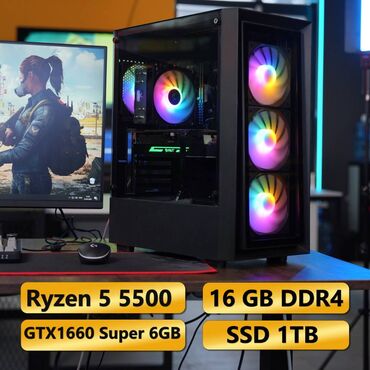 компью: Компьютер, ядер - 6, ОЗУ 16 ГБ, Для несложных задач, Новый, AMD Ryzen 5, NVIDIA GeForce GTX 1660 Ti, SSD