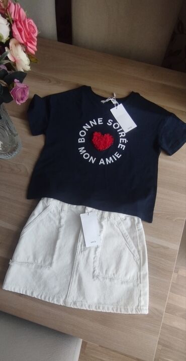 miniso co mmc: MNG brendinin qız uşaqları üçün 2 hissəli dəsti - Üst geyim: Tünd