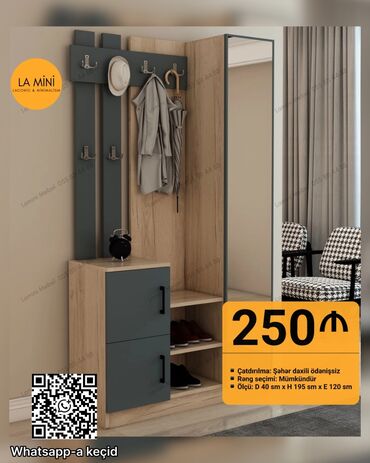 Mebel: Açılan, 2 qapılı Düz dolab, Dəhliz dolabı