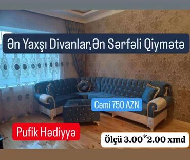 Divanlar: Künc divan, Yeni, Açılmayan, Bazasız, Parça, Ünvana pulsuz çatdırılma