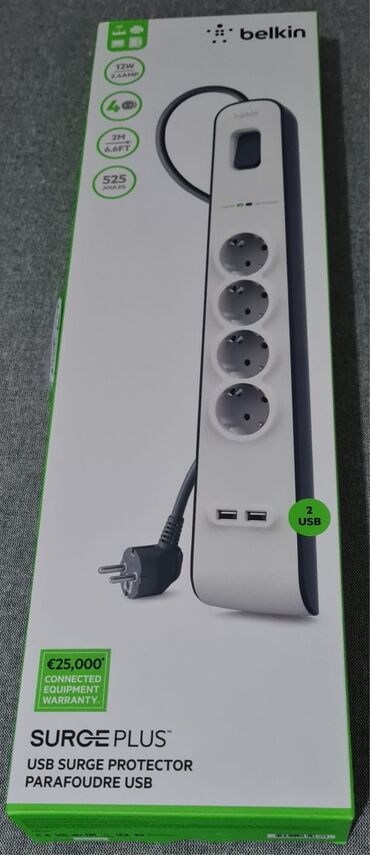 xiaomi tv stick: Belkin firmasından oriqinal 2 metrlik şəbəkə filtri. Təzədir