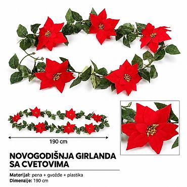 KMT Božićna cvetna girlanda sa 5 cvetova 7990852 Dekorativna