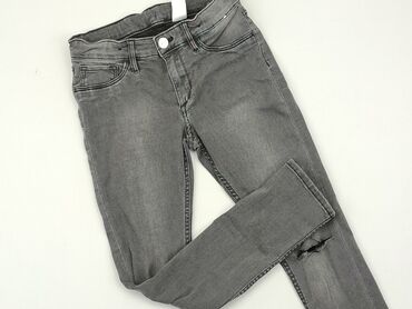 jeansy z zamkami: Spodnie jeansowe, 8 lat, 122/128, stan - Dobry