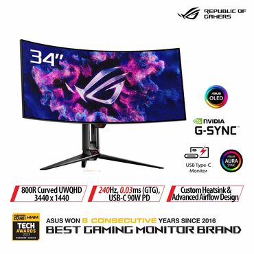 изогнутые мониторы: Монитор, Asus, Новый, OLED, 33" - 34"