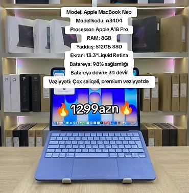 Apple MacBook Neo – Model kodu: A3404 - Prosessor: Apple A18 Pro - lalafo.az -da Apple MacBook Neo – Model kodu: A3404 - Prosessor: Apple A18 Pro -