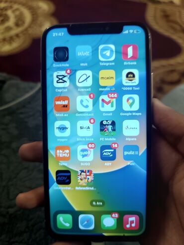 işlənmiş ucuz soyuducu: IPhone X, Gümüşü, Qırıq