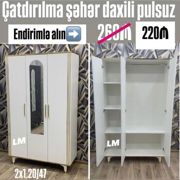 qorkalar ucuz qiymete: Yeni, 3 qapılı, Açılan, Düz dolab