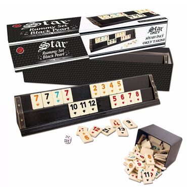 Raketkalar: Okey oyunu "Star Siyah Inci" (Rummy Set Black Pearl) . Materialı ən