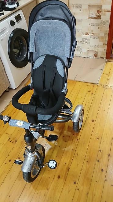 velosiped tekeri: Uşaq üçün 3 təkərli velosiped-araba (tricycle) - Rəng: boz - Anti-UV — 3