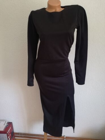 crna šljokičasta haljina: S (EU 36), bоја - Crna, Koktel, klub, Dugih rukava