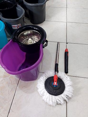 pol silen mop: Döner başlı spin mop dəsti – vedrə və paslanmayan teleskopik sapla - — 7