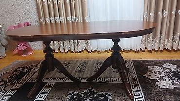 rəhbər stolu: Taxta yemək masası - Forma: oval üst - Material: bərk ağac, tünd — 4