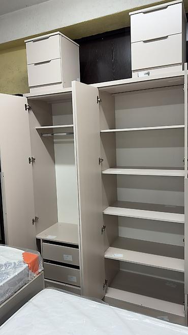 Спальные гарнитуры: Спальный гарнитур, Новый, Двуспальная кровать, Шкаф, Комод, ДСП, Бесплатная доставка, цвет - Серый — 15