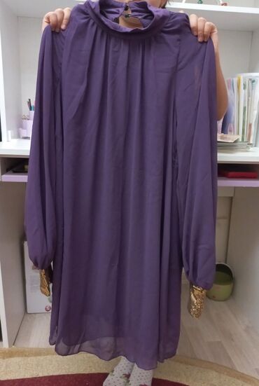 sifon koynekler: Bənövşəyi rəngli şifon don/tunika. - Model: A-kəsim, rahat enli siluet