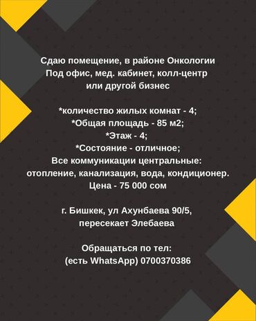 сдается квартира в рабочем городке: Сдаю помещение, в районе Онкологии Под офис, мед. кабинет, колл-центр