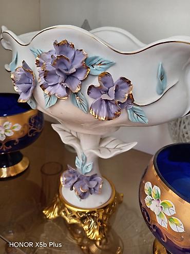 Qab-qacaq və mətbəx ləvazimatları: Porcelan dekorativ meyvə qabı/centerpiece - Material: keyfiyyətli ağ — 2