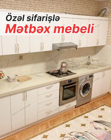 мебель для кухни: Özəl sifarişlə istehsal olunan mətbəx mebeli - Üst və alt modullar
