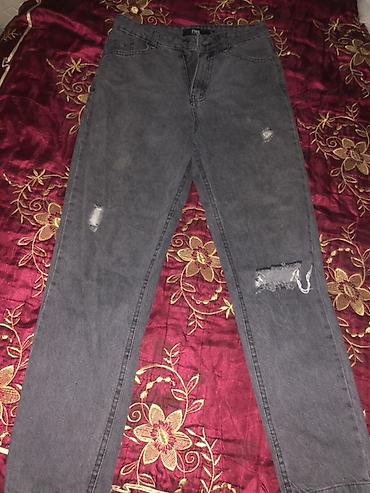 Cinslər: Qadın üçün cins şalvar dəsti - Model: Mom/straight fit, yüksək bel - — 2