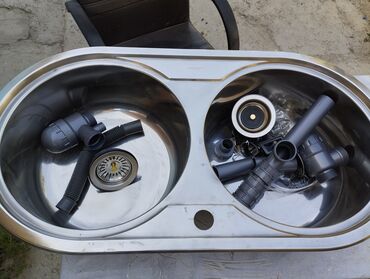 смесители в баку: Mətbəx üçün iki gözlü paslanmayan polad (inox) lavabo dəsti