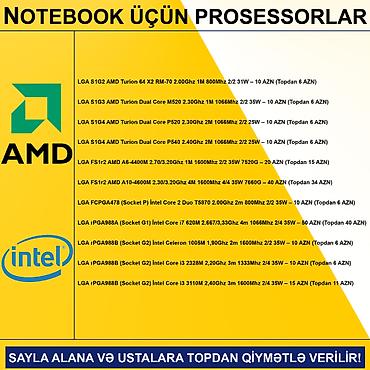 Digər ehtiyat hissələri: Notebook üçün Prosessorlar SAYLA ALANA VƏ USTALARA TOPDAN QİYMƏTLƏ — 2