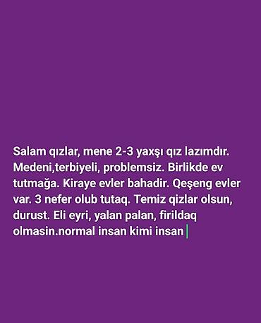 barda: Tecili iki ve ya tek xanim lazımdır. mene de komek edecek. qazanci — 2