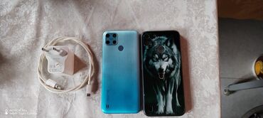 işlenmiş pitminutka: Realme C25Y, 128 GB, rəng - Göy, Sensor, Barmaq izi, Simsiz şarj