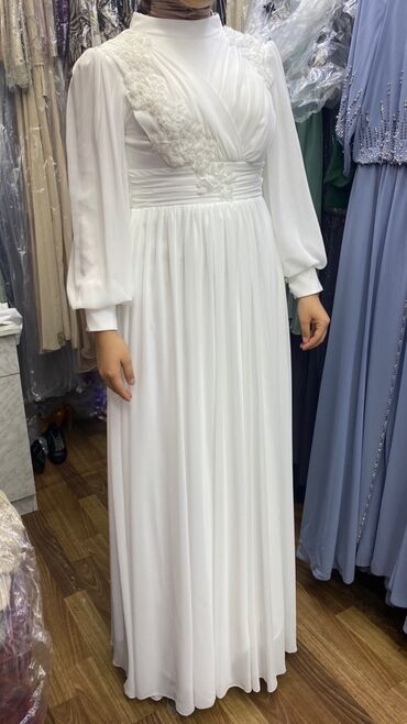белые платье: Вечернее платье, Длинная модель, S (EU 36)