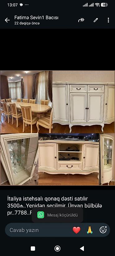 İtaliya istehsalı qonaq dəsti satılır 3500₼. Yenidən seçilmir. Ünvan