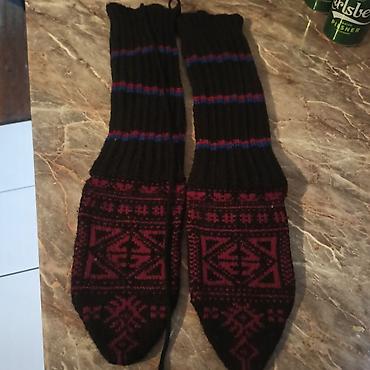 Čarape: Ručno pletene vunene čarape – opanci/putaše sa bogatim etno motivima — 9