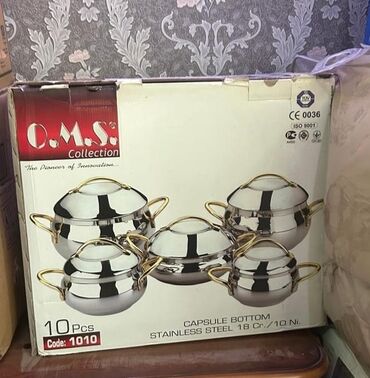 O.M.S. Collection Qalım ağır qazan dəsti 10 qarçalı qapaqları ilə