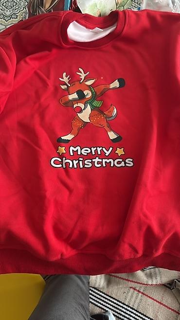 красная кофта: Новый Красный новогодний свитшот с принтом «Merry Christmas». - Яркий — 1
