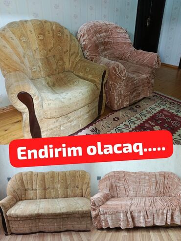ikinci əl şifanerlər: Mebel dəsti – 1 divan + 2 kreslo Tərkib: - 3 nəfərlik divan (iki