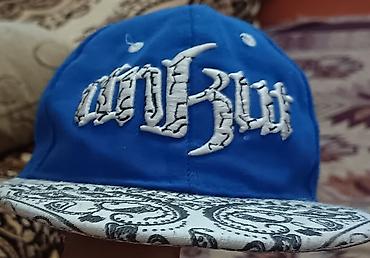 Kepkalar: Mavi rəngli snapback papaq - Ön hissədə böyük, relyefli ağ naxış/loqo — 3