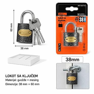 KMT Crni dno cvet gvozdena brava – Lokot sa ključem 38 mm - Brend