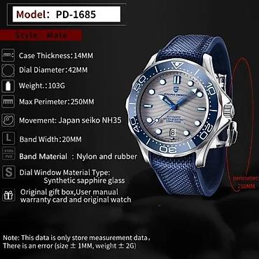 Ručni satovi: PAGANI DESIGN PD-1685 - 42mm - Siva - Omega Homage Potpuno nov muški — 7