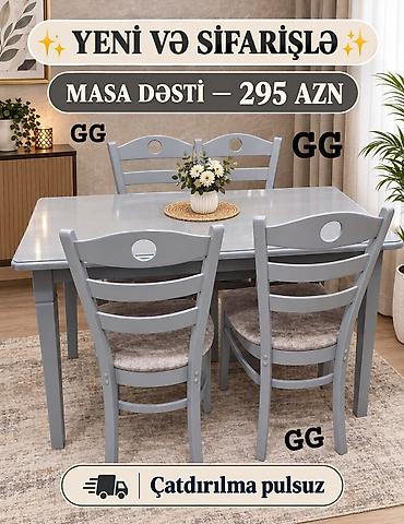 Dördbucaq masa, Mətbəx üçün, 4 nəfər, Açılmayan