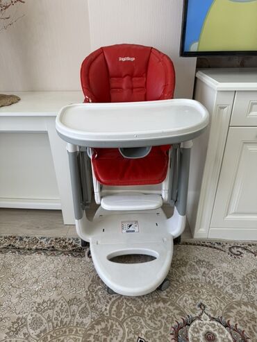 сиденье для ребенка: Тамактандыруучу отургуч, Peg perego, Пластик, Трансформер, түсү - Кызыл